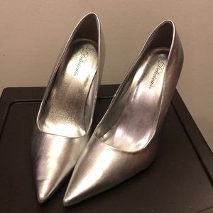 Silver metallic heels